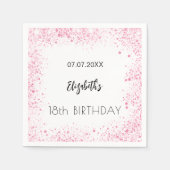誕生日ホワイトピンクグリッターガールネーム スタンダードカクテルナプキン (正面)
