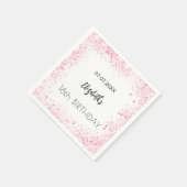 誕生日ホワイトピンクグリッターガールネーム スタンダードカクテルナプキン (角)