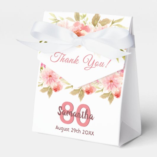 誕生日ホワイトピンク花模様名感謝していyou フェイバーボックス (正面サイド)