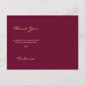 誕生日ホワイトブルゴーニュフローラ金ゴールド感謝していユー ポストカード (裏面)
