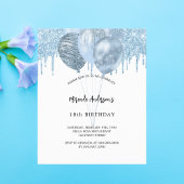 誕生日ホワイトブルーバルーン予算の招待