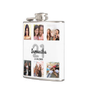 誕生日ホワイトモノグラム写真コラージュの友人 フラスク (左)