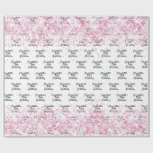誕生日ホワイト赤面ピンクグリッター名 ラッピングペーパー (フラット)