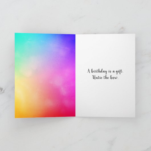 誕生日ボウデイジーオンレインボー抽象芸術 カード (内部)