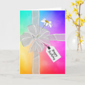 誕生日ボウデイジーオンレインボー抽象芸術 カード (黄色い花)