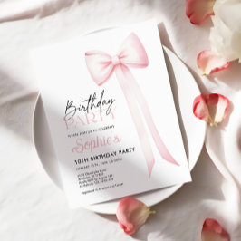 誕生日ボウ招待状、ピンクコケットボウ 招待状