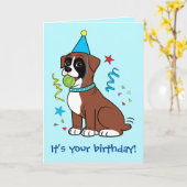 誕生日ボクサーパピテンニスボール カード (黄色い花)