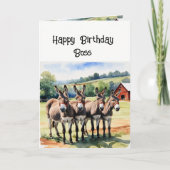 誕生日ボスすべての米国の動物のロバのユーモア シーズンカード (正面)