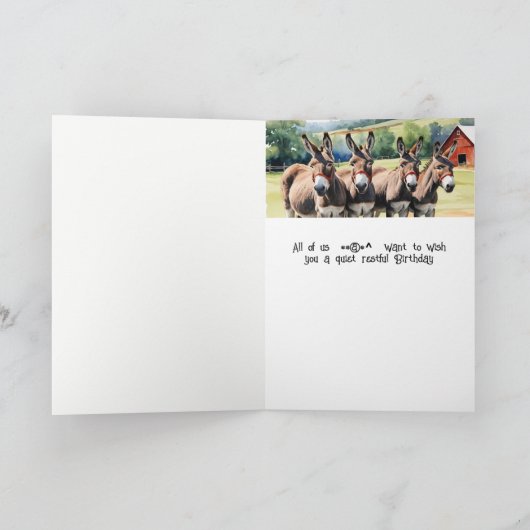 誕生日ボスすべての米国の動物のロバのユーモア シーズンカード (内部)