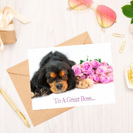 誕生日ボスカバリヤキングチャールズスパニエル犬 カード