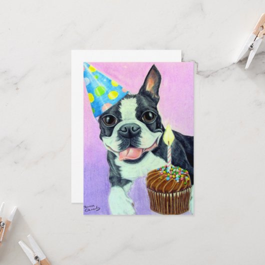 誕生日ボストン カード (正面/裏面インサイチュ)