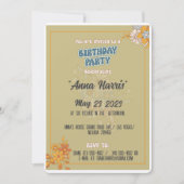 誕生日ボヘミアン溝スタイルb日ヴィンテージルック 招待状 (正面)