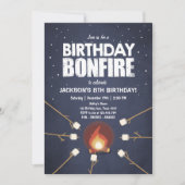 誕生日ボンファイアキャンプアウトクックアウトパーティの招待状 招待状 (正面)