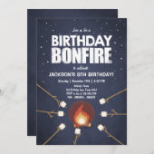 誕生日ボンファイアキャンプアウトクックアウトパーティの招待状 招待状 (正面/裏面)
