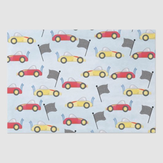 誕生日ボーイお洒落レースカーかわいいパーティー 薄葉紙 (正面)