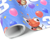 誕生日ボーイか女の子3歳のラディバグを包む紙。 ラッピングペーパー (ロールコーナー)