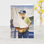 誕生日ボーイと帆船 カード (黄色い花)