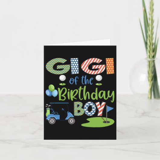 誕生日ボーイのゴルフ好き家族のマッチングギギ カード (正面)