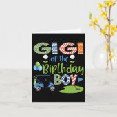 誕生日ボーイのゴルフ好き家族のマッチングギギ カード (黄色い花)