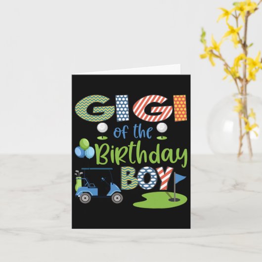 誕生日ボーイのゴルフ好き家族マッチン カード (黄色い花)