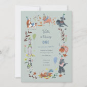 誕生日ボーイのパーティー かわいい子犬の犬 招待状 (正面)