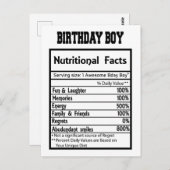 誕生日ボーイの栄養成分 ポストカード (正面/裏面)