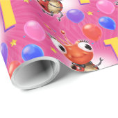 誕生日ボーイまたは少女1歳のラディバグを包む紙。 ラッピングペーパー (ロールコーナー)