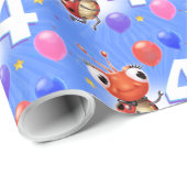 誕生日ボーイまたは少女4歳のラディバグを包む紙。 ラッピングペーパー (ロールコーナー)