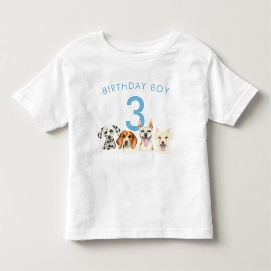 誕生日ボーイウォーターカラーパピードッグス トドラーTシャツ (正面)