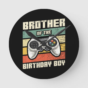 誕生日ボーイゲーマーギフトの兄弟 ラウンド壁時計