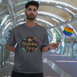 誕生日ボーイゴールデンクラウンスプラッシュ Tシャツ