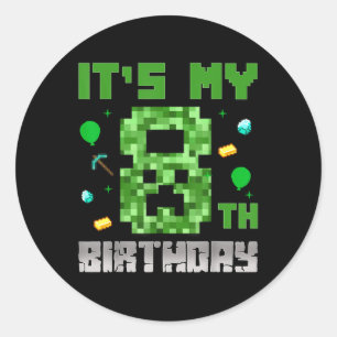 誕生日ボーイシャツ私の8誕生日ビデオゲーム ラウンドシール