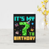 誕生日ボーイズマイ7誕生日ビデオゲームピクセル カード (黄色い花)