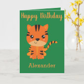 誕生日ボーイタイガーカード カード (黄色い花)