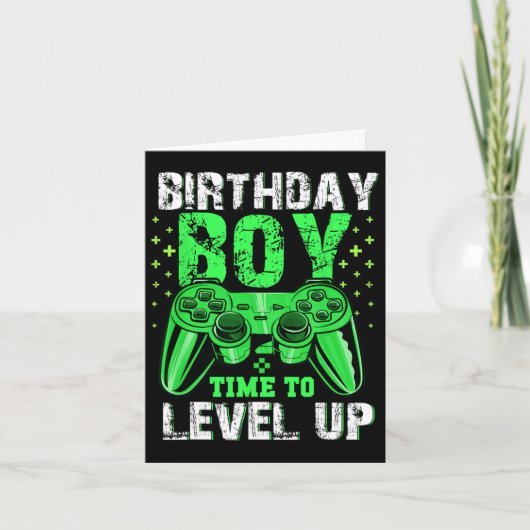 誕生日ボーイタイムレベルアップビデオゲーム誕生日 カード (正面)