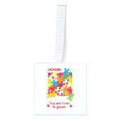 誕生日ボーイパズルラブトゥピース キューブオーナメント (正面)