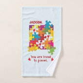 誕生日ボーイパズルラブトゥピース バスタオルセット (ハンドタオル)