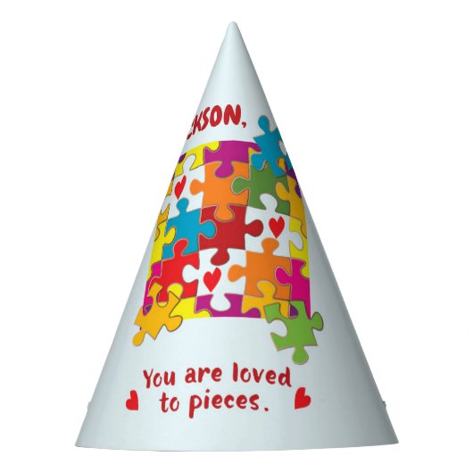 誕生日ボーイパズルラブトゥピース パーティーハット (正面)