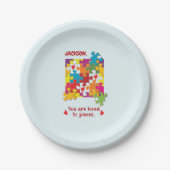 誕生日ボーイパズルラブトゥピース ペーパープレート (正面)