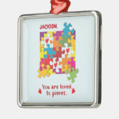 誕生日ボーイパズルラブトゥピース メタルオーナメント (左)