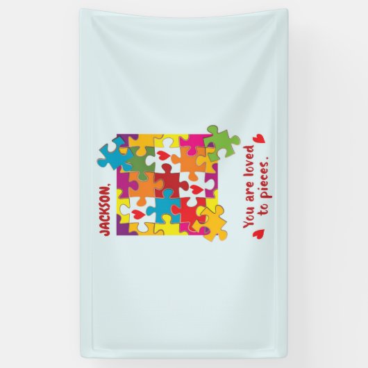 誕生日ボーイパズルラブトゥピース 横断幕 (縦)