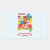 誕生日ボーイパズルラブトゥピース 長方形シール (正面)