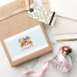 誕生日ボーイパズルラブトゥピース 長方形シール