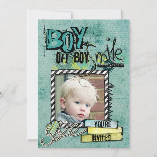 誕生日ボーイパーティー招待状 招待状 (正面)