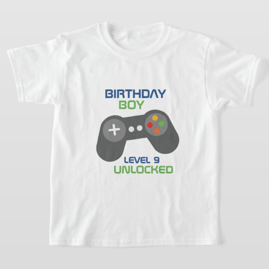 誕生日ボーイビデオゲームをテーマにしたパーティー Tシャツ (レイダウン)