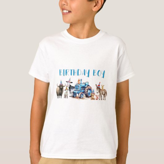 誕生日ボーイファームアニマルズトラクター Tシャツ (正面)