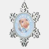 誕生日ボーイフォトウィンターオネダーランド スノーフレークピューターオーナメント (右)