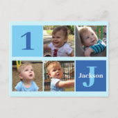 誕生日ボーイフォトカスタムパーティの招待状 ポストカード (正面)