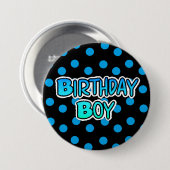 誕生日ボーイブルーとブラックボタン 缶バッジ (正面&裏面)