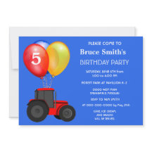 誕生日ボーイレッドトラクターとバルーン